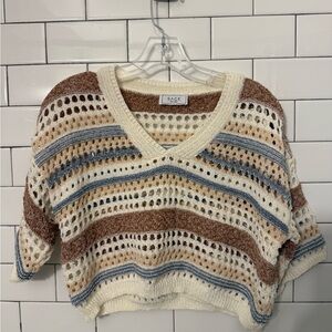 Anthropologie Sage The Label Women’s Cropped Open Knit Vneck Sweater Size S